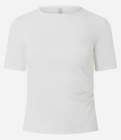 Blusa Manga Corta en Punto Roma con Pliegues Laterales 5