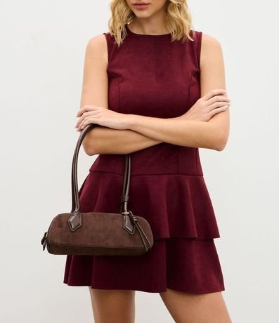 Cartera Shoulder Pequena en Gamuza con Asas Estructuradas 8