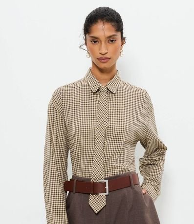 Camisa Oversized de Cuadros con Corbata