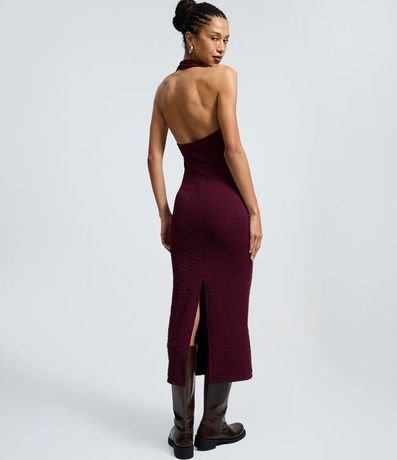 Vestido Midi Frente Única Texturizado con Nudo en el Busto 4