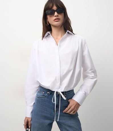 Camisa en Tricolina con Ajuste por Lazo en  el Ruedo