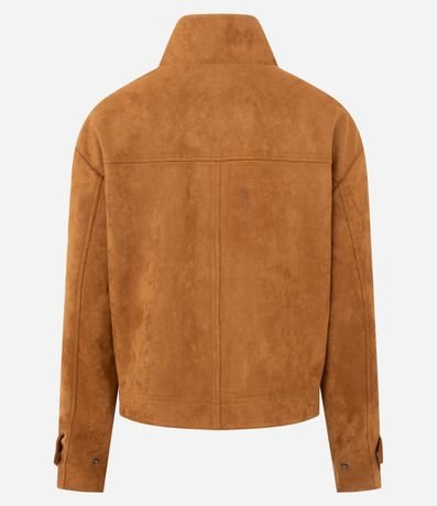 Campera Oversized en Gamuza con Cuello Alto 4