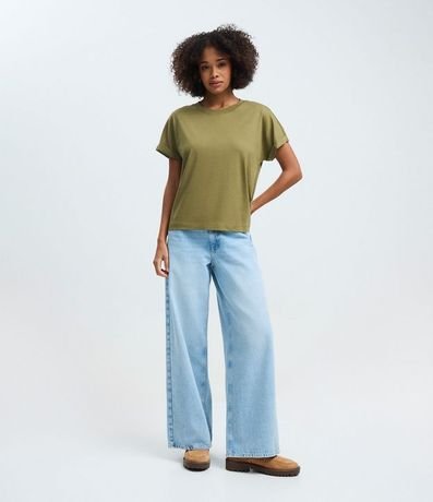 Blusa Básica con Manga Dobrada Corta en Algodón 2