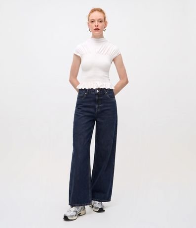 Pantalón Wide Leg en Jeans con Cintura Baja