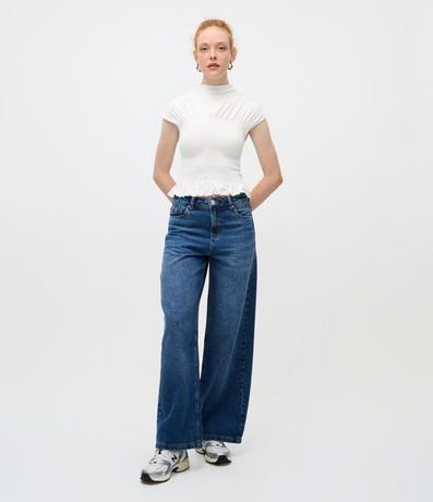 Pantalón Wide Leg en Jeans con Cintura Baja