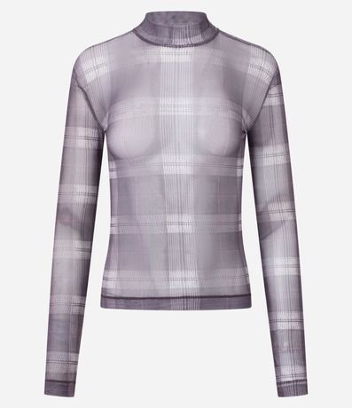 Blusa en Tule con Estampa de Cuadros 5