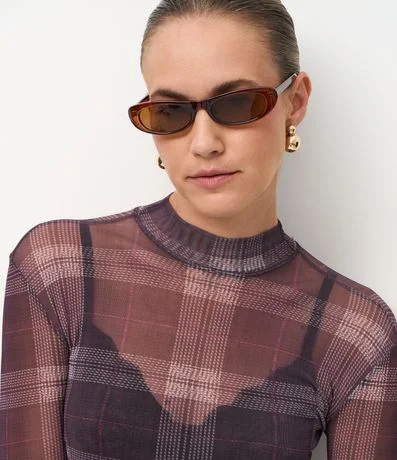 Blusa en Tule con Estampa de Cuadros 3