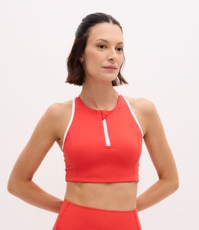 Top Deportivo en Microfibra Cuello Halter con Cremallera
