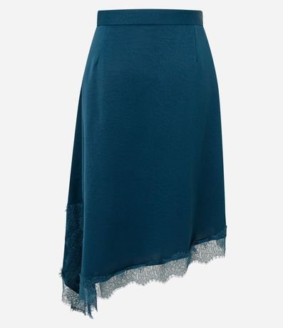 Pollera Midi Satinada con Ruedo Asimétrico y Encaje Aplicado 6