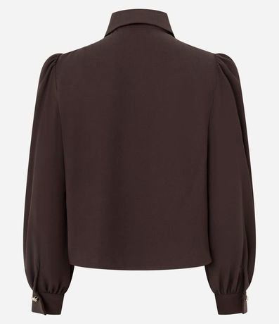 Camisa en Crepé con Botón Diferenciado y Manga Abullonada 6