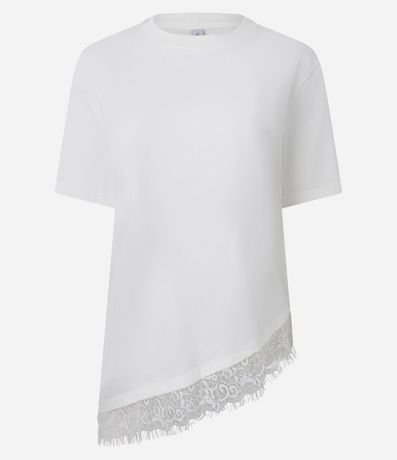 Remera Alargada con Ruedo Asimétrico en Encaje 4