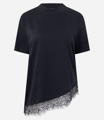 Remera Alargada con Ruedo Asimétrico en Encaje 5