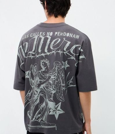 Remera Oversized Manga Corta en Algodón con Estampa No Mercy