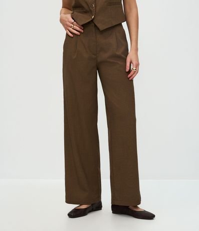 Pantalón Recto Sastre con Estampa Pied de Poule 3