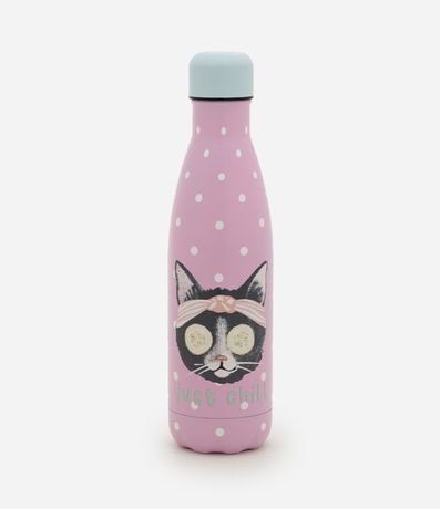 Botella Femenina de Acero Inoxidable con Estampa de Gato 750ml