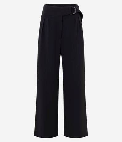 Pantalón Wide en Crepé Cintura con Hebilla 5