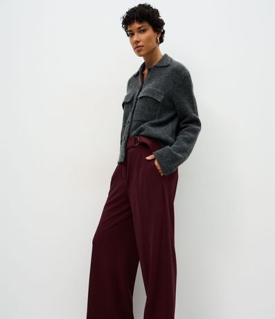 Pantalón Wide en Crepé Cintura con Hebilla 2