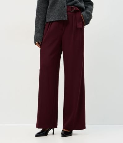 Pantalón Wide en Crepé Cintura con Hebilla 3