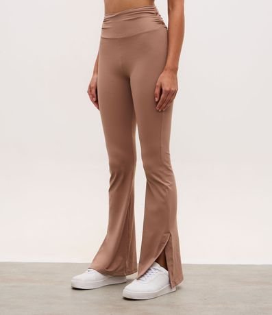 Pantalón Flare Deportiva con Fruncido Lateral y Encaje en el Ruedo 2