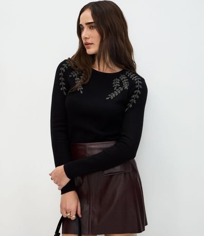 Suéter Regular en Tricot con Bordado Delicado 3