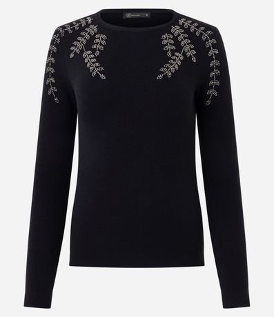 Suéter Regular en Tricot con Bordado Delicado 5