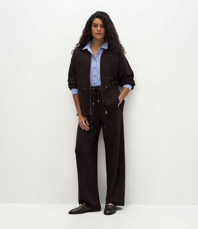 Pantalón Recto en Algodón con Cintura Elástica