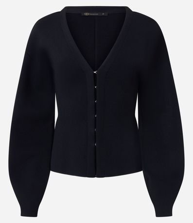 Cardigan Regular en Punto con Abotonado por Ganchos 5