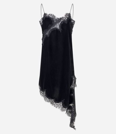 Vestido Corto en Terciopelo con Encaje y Punta 5