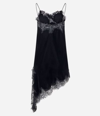 Vestido Corto en Terciopelo con Encaje y Punta 7