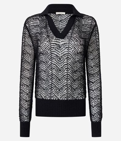 Blusa en Punto con Cuello Polo y Ponto Cutout 5
