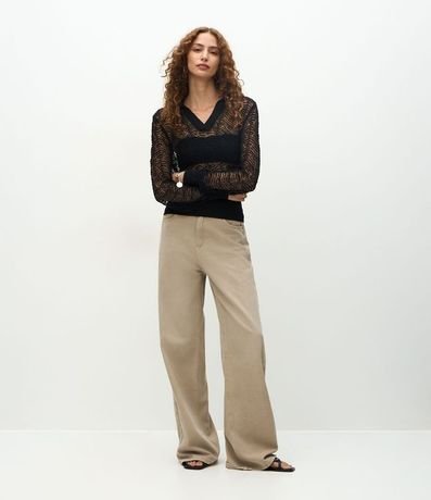 Blusa en Punto con Cuello Polo y Ponto Cutout 2