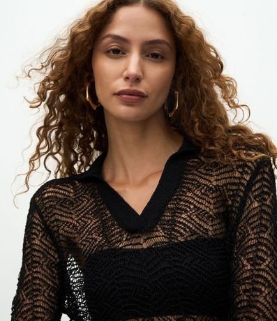 Blusa en Punto con Cuello Polo y Ponto Cutout 3