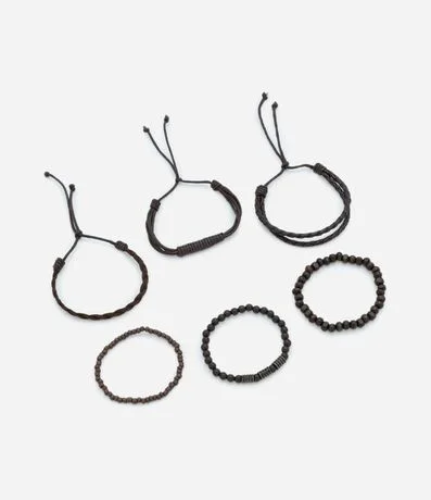 Kit 6 Pulseras Masculina Tranzadas y con Pelotas