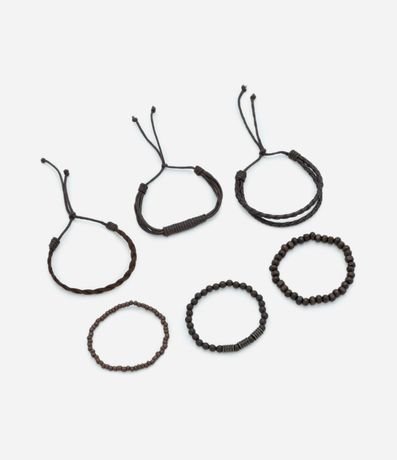 Kit 6 Pulseiras Masculinas Trenzadas y con Lunares 2