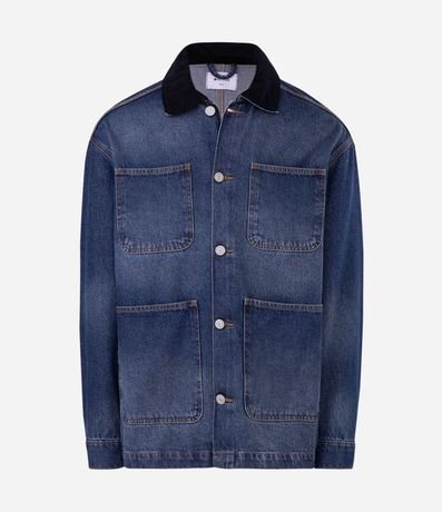Campera Oversized en Jeans con Cuello de Terciopelo 5