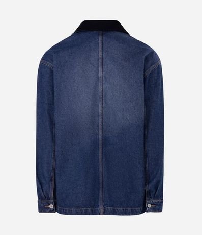 Campera Oversized en Jeans con Cuello de Terciopelo 6