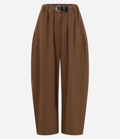 Pantalón Barrel en Algodón con Pliegues Delanteros y Cinturón 5