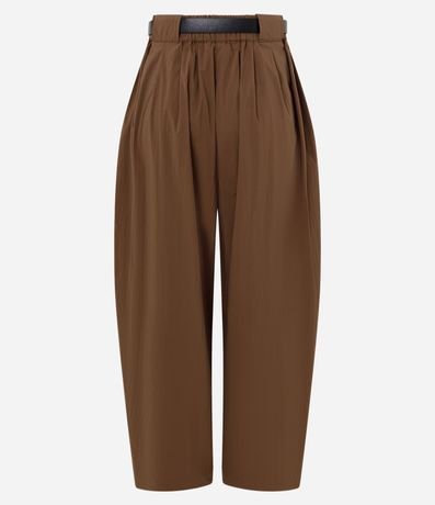 Pantalón Barrel en Algodón con Pliegues Delanteros y Cinturón 6
