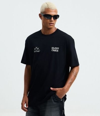 Remera Relaxed en Algodón con Estampado Tribal Chaos