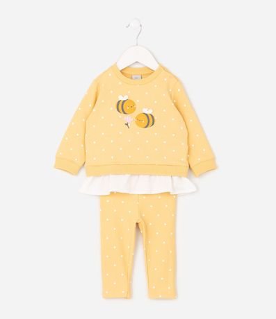 Conjunto Infantil de Lunares con Abejas y Ruedo Sobrepuesto - Talle RN a 18 Meses 2