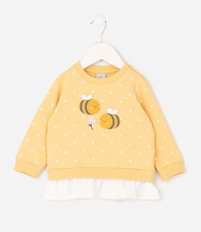 Conjunto Infantil de Lunares con Abejas y Ruedo Sobrepuesto - Talle RN a 18 Meses 3