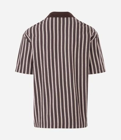 Remera Relaxed Manga Corta en Algodón Rayada con Cuello Polo 2