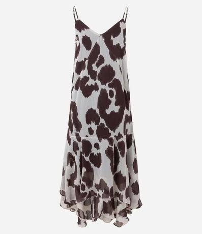 Vestido Largo en Chiffon Animal Print con Escote V 5