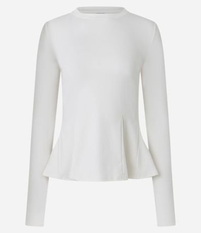 Blusa Peplum Manga Larga en Punto Roma con Ruedo Amplio