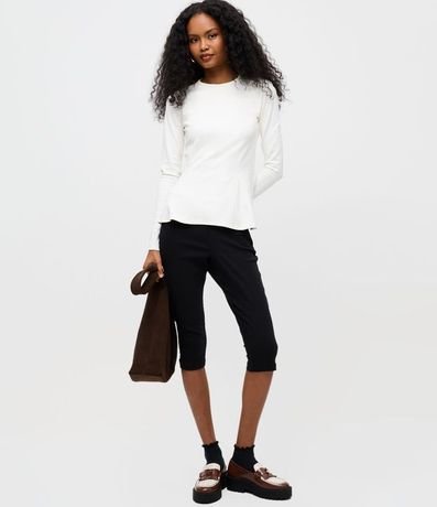 Blusa Peplum Manga Larga en Punto Roma con Ruedo Amplio 2