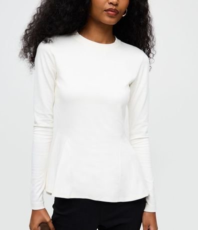 Blusa Peplum Manga Larga en Punto Roma con Ruedo Amplio 3