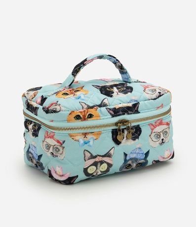 Neceser Rectangular Grande con Estampa de Gatos 1