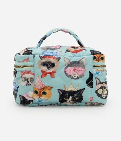 Neceser Rectangular Grande con Estampa de Gatos 3