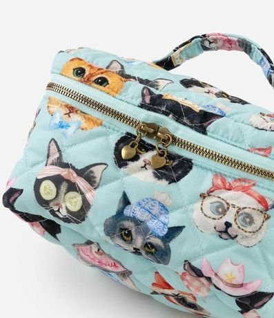Neceser Rectangular Grande con Estampa de Gatos 4
