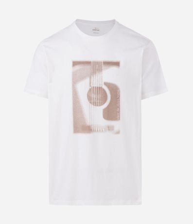 Remera en Algodón con Estampado de Guitarra